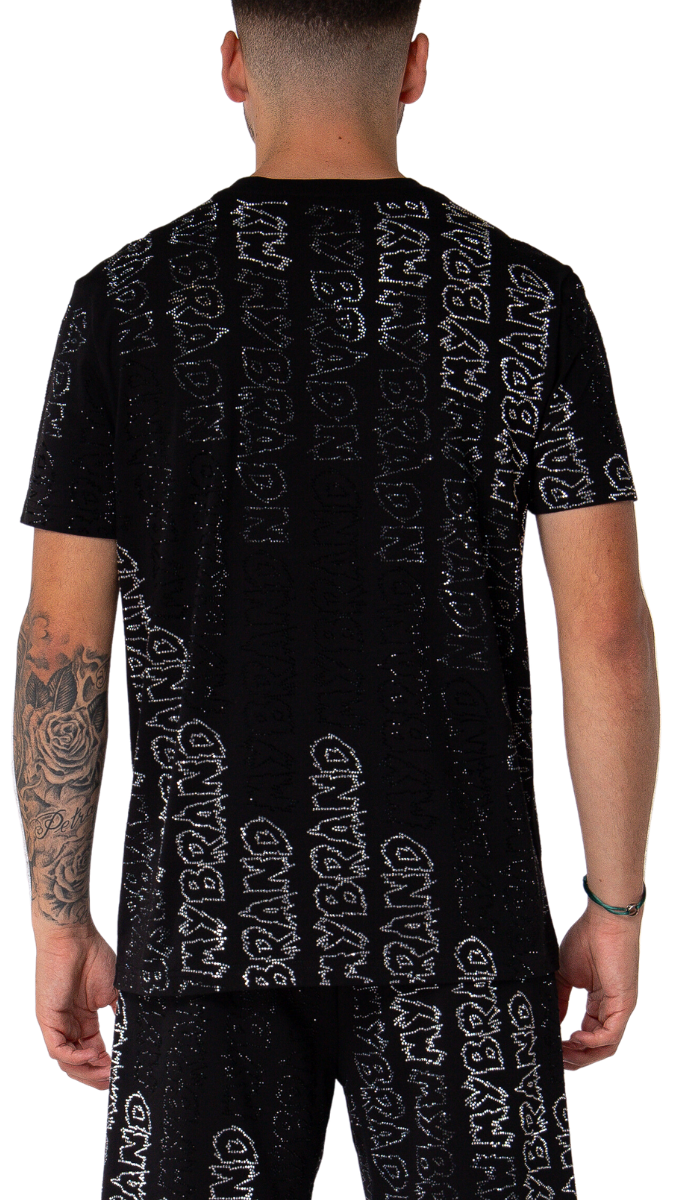 Rhinestone Gradient MB T-Shirt Black | DARK GREY