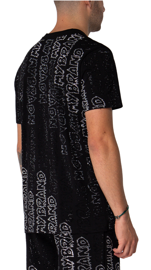 Rhinestone Gradient MB T-Shirt Black | DARK GREY