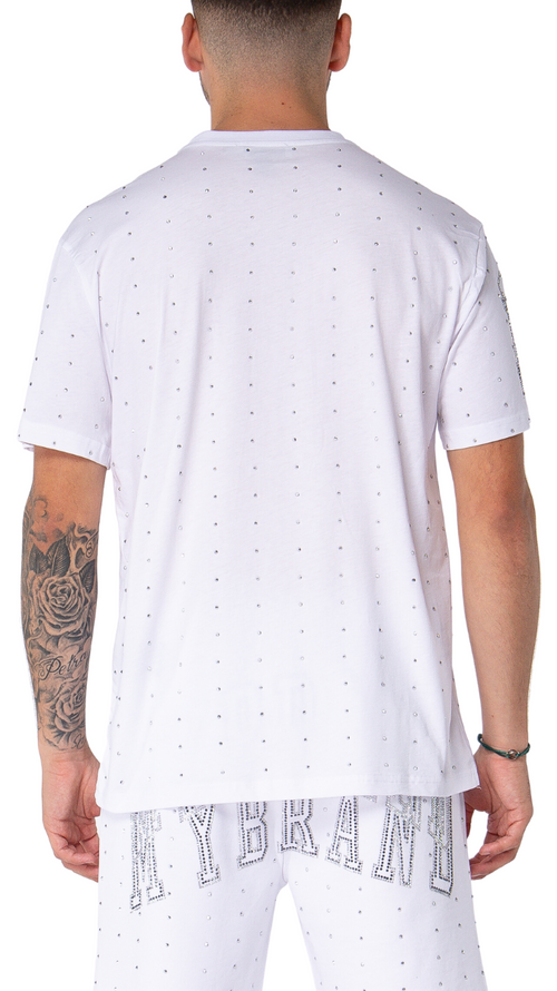 College MB Rhinestones T-shirt | WHITE