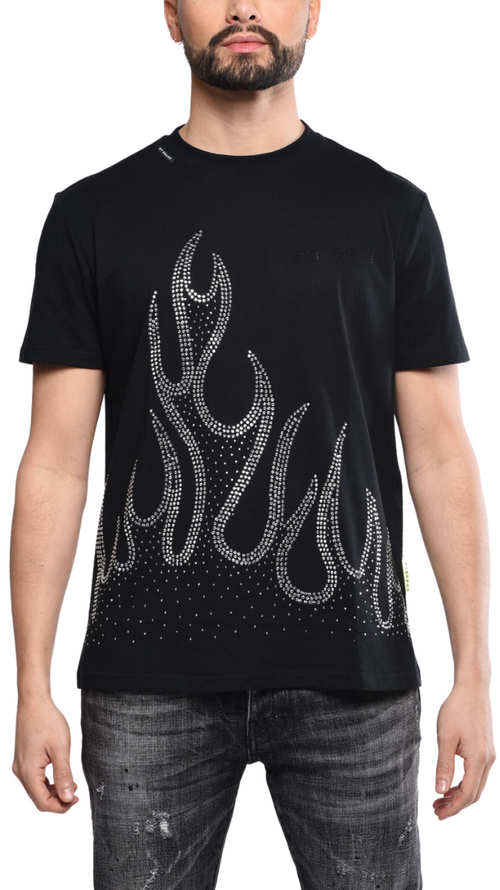 Black T Shirt With Flame | BLACK