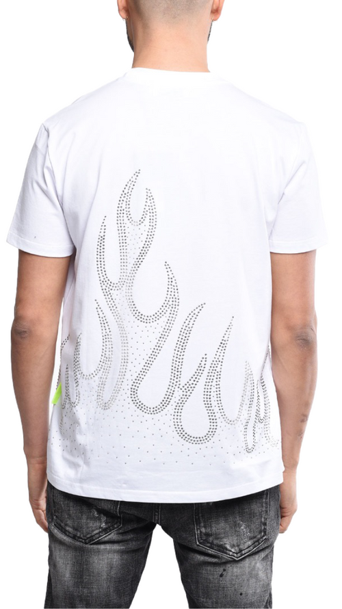 White T Shirt With Flames | WHITE