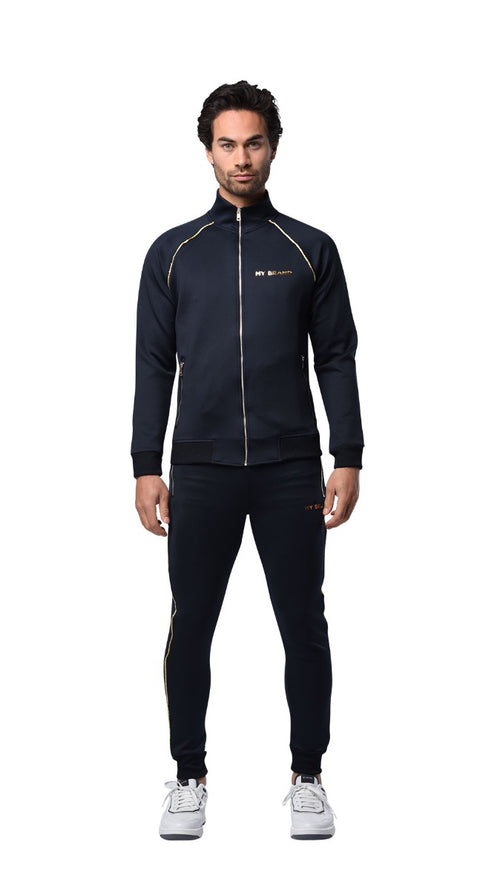Gold Piping Tracksuit | BLACK