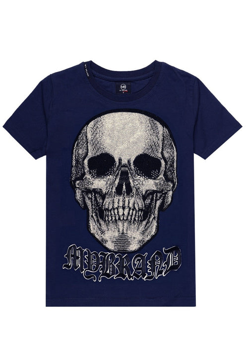 White Skull T-Shirt Navy | NAVY