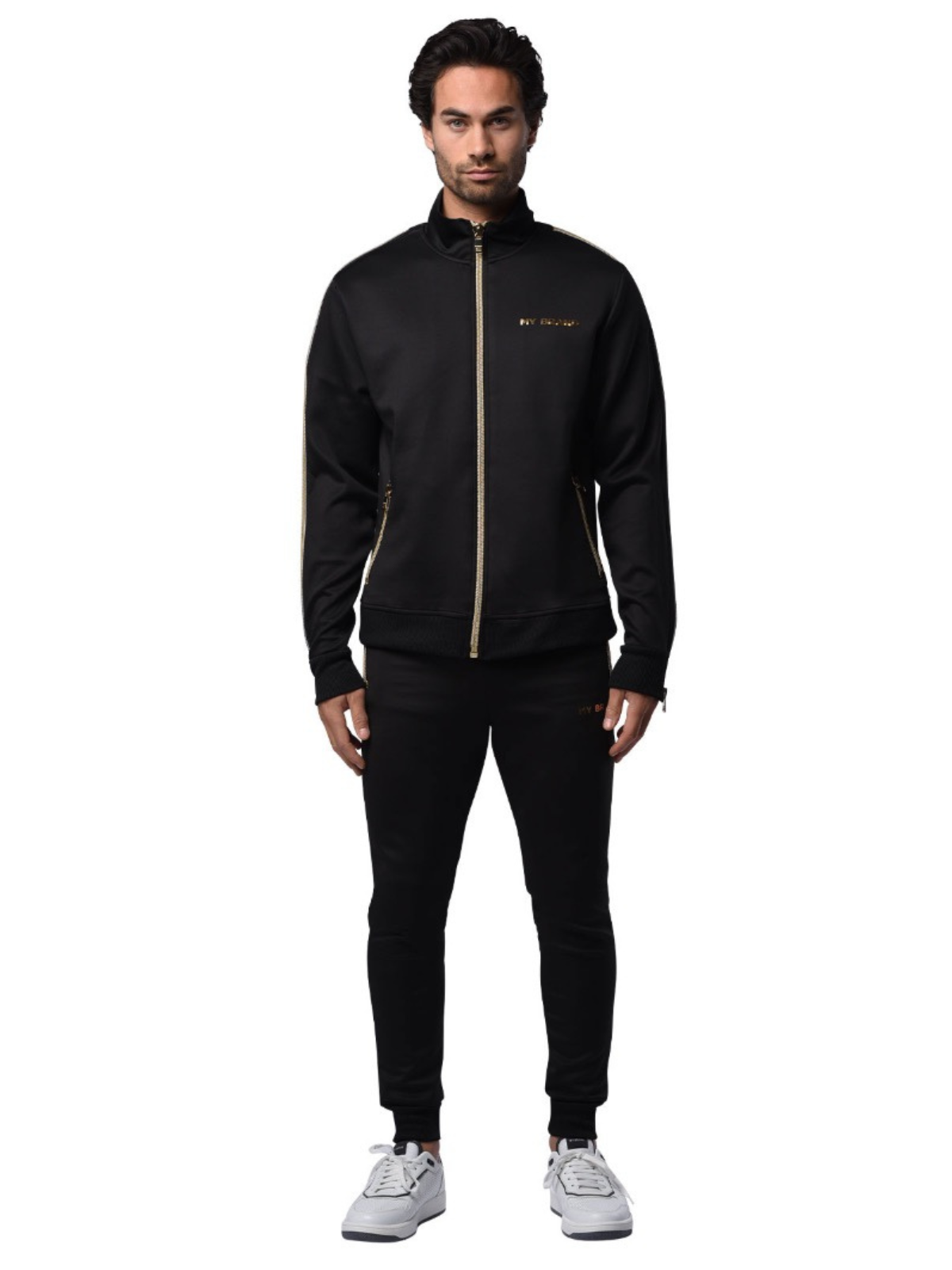 Gold Zipper Tracksuit BLACK – My Brand Online BV