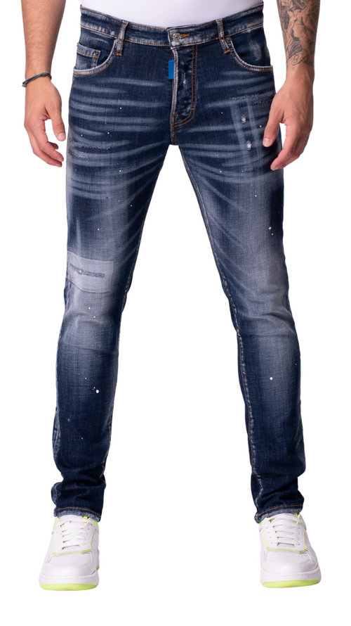 BLUE AND WHITE SPOTTED JEANS, CODE BLUE | DENIM
