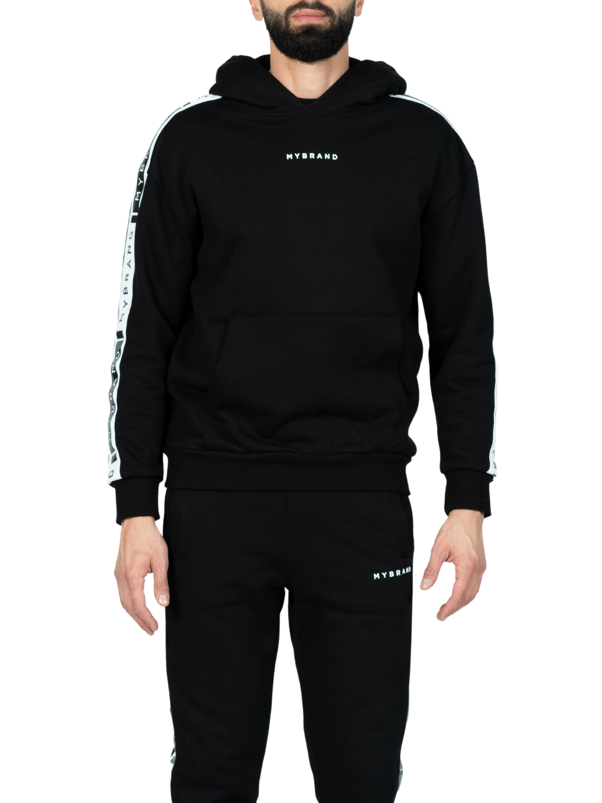 MB CONTRAST TAPING HOODIE BLACK BLACK My Brand Online BV