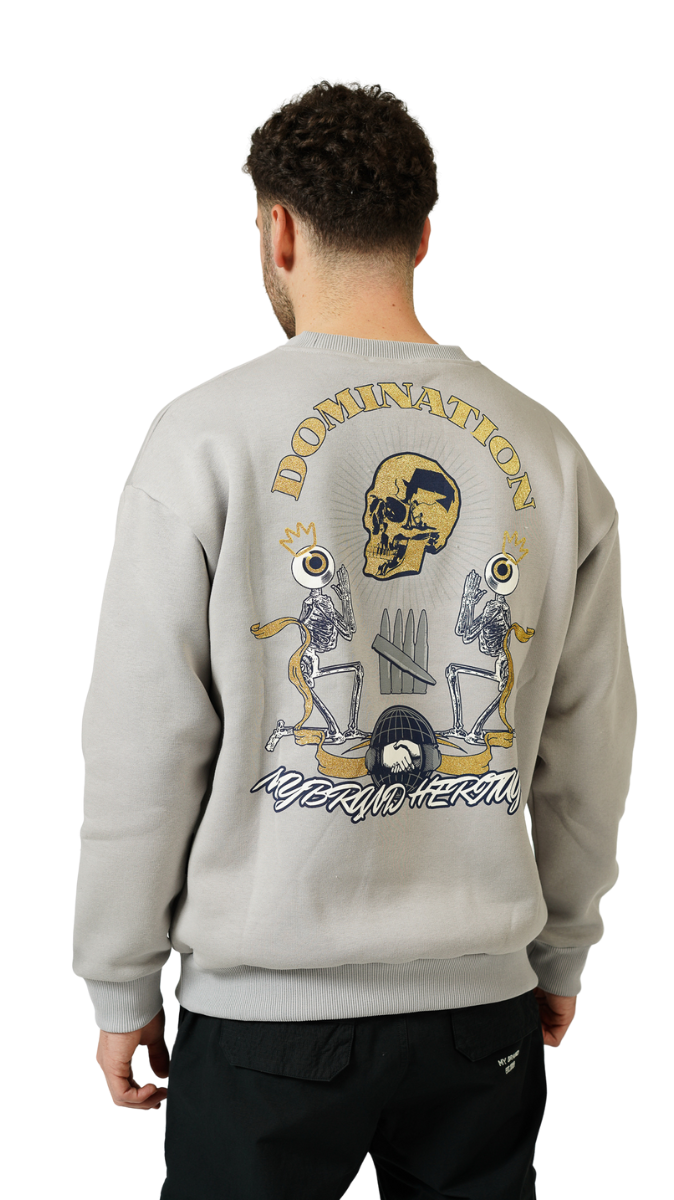 MB DOMINATION GOLD PRINT SWEATER | GREY