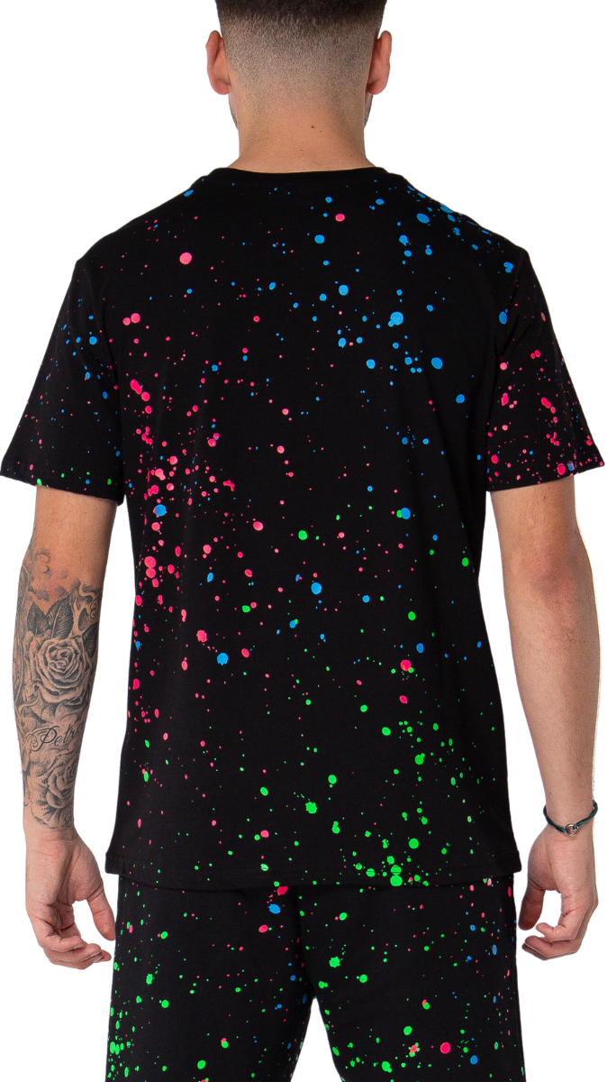 Neon Paint Splash MB T-shirt Black | BLACK
