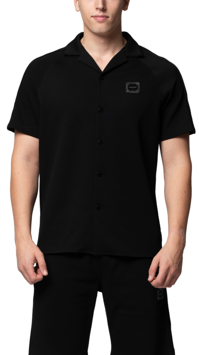 MB ESSENTIAL PIQUE BLACK BLOUSE | BLACK