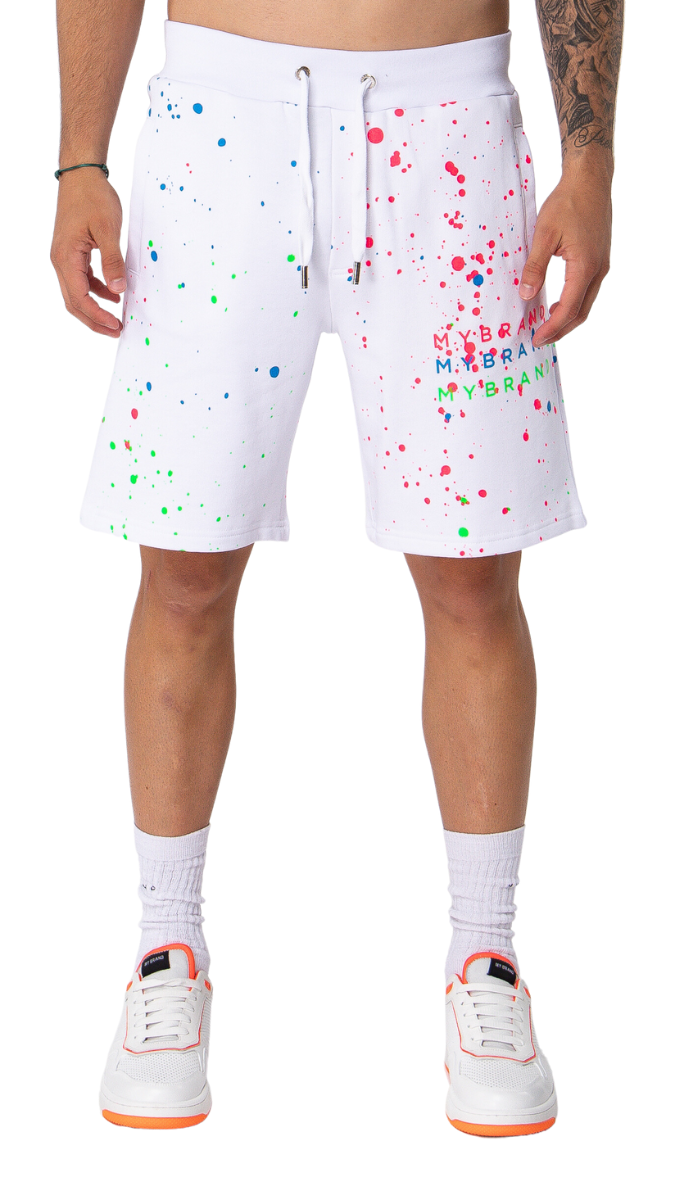 Neon Paint Splash MB Short White | WHITE