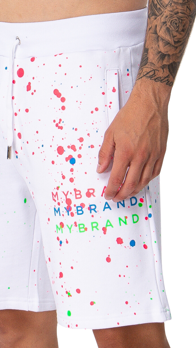 Neon Paint Splash MB Short White | WHITE