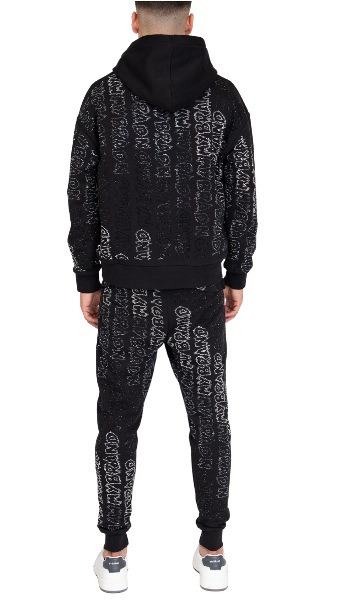 Rhinestone Gradient MB Joggingsuit Black | DARK GREY