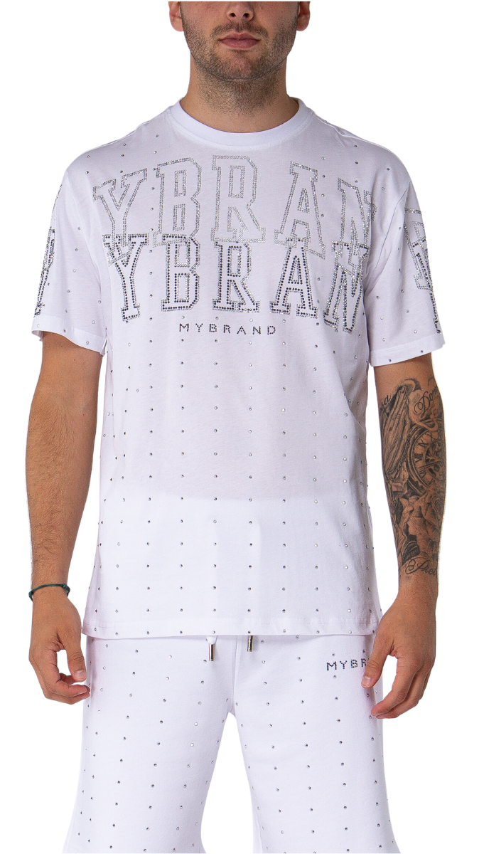 College MB Rhinestones T-shirt | WHITE