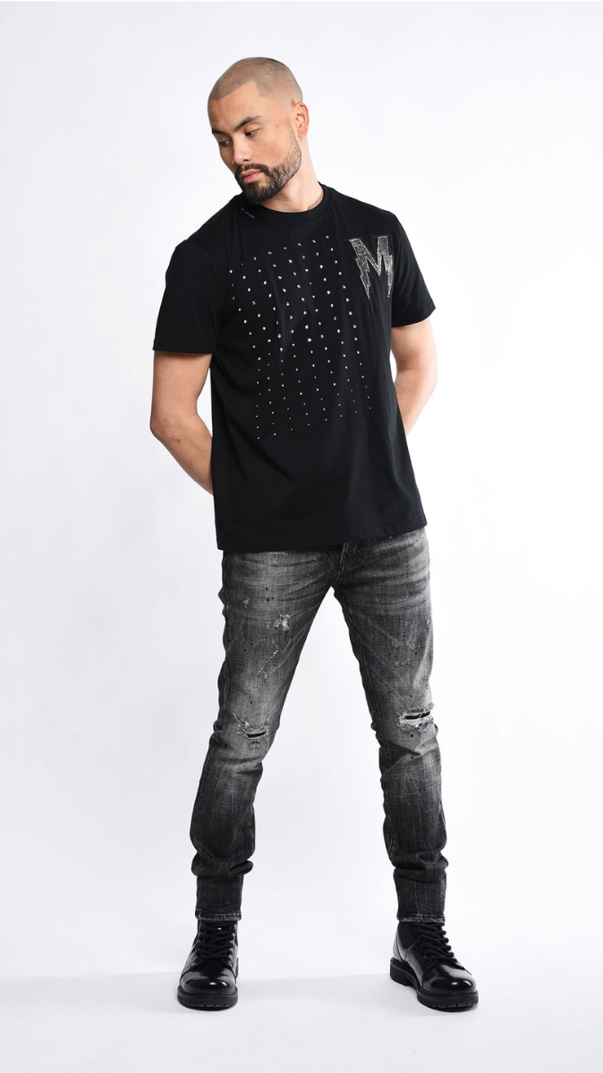 Black T Shirt With Silver | BLACK