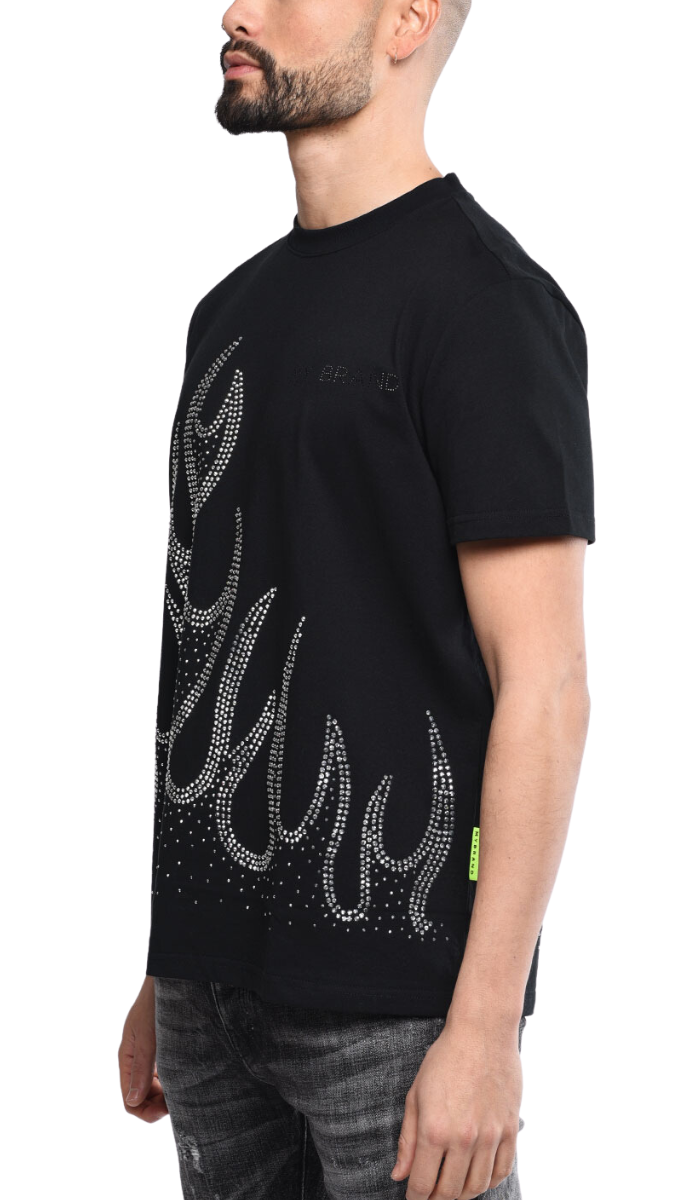 Black T Shirt With Flame | BLACK