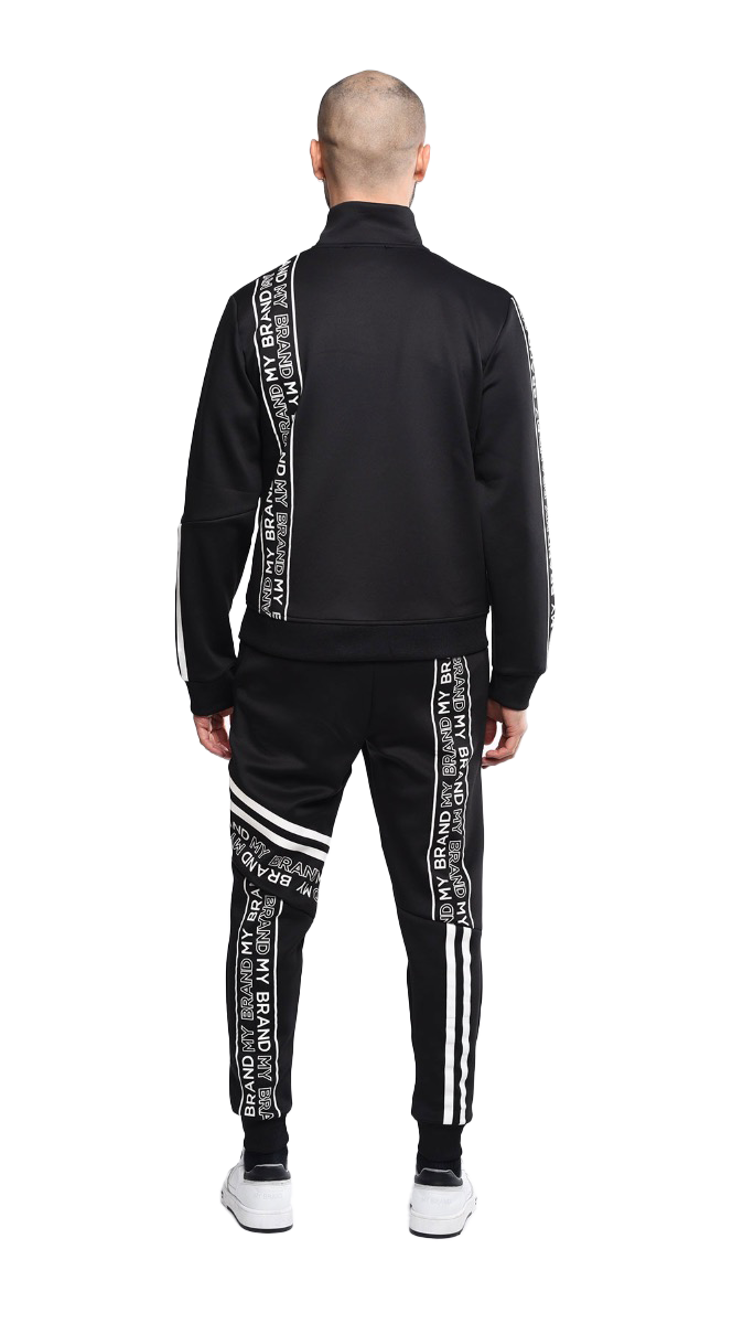 Striped & Branded Tracksuit | BLACK