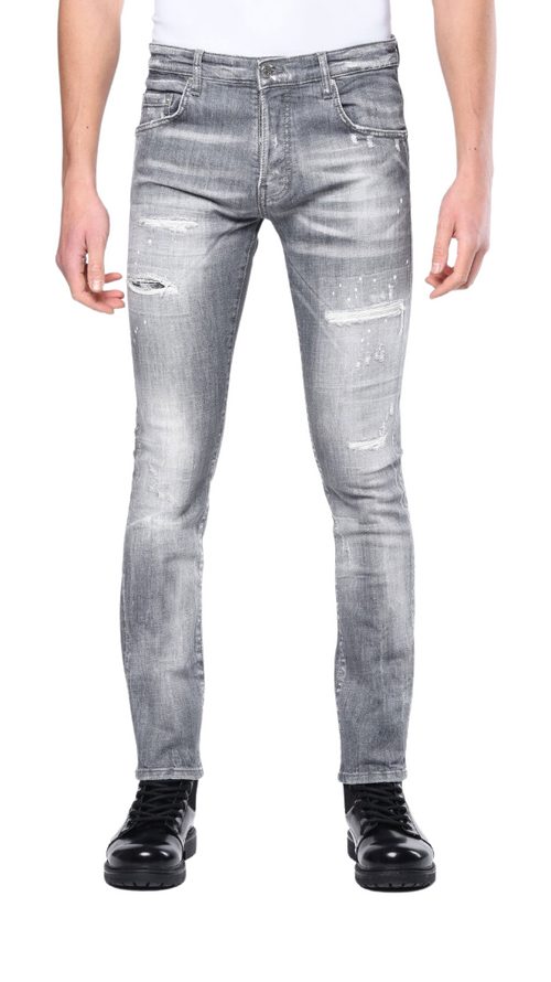2187-1 Light Grey Ripped | GREY JEANS