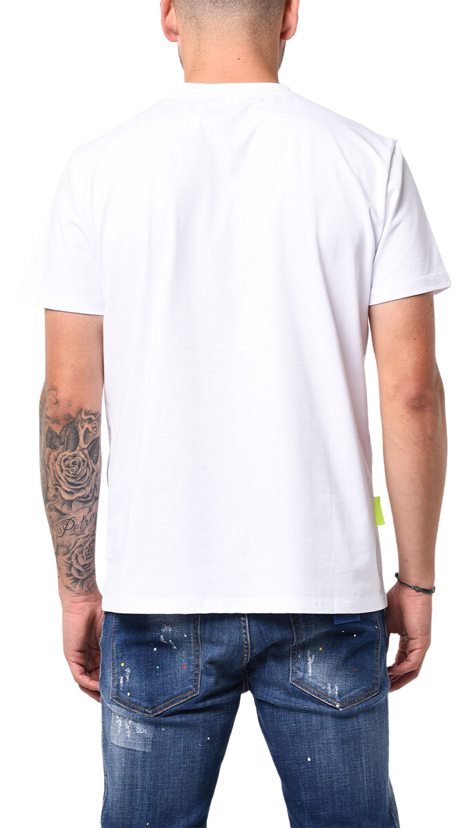 MB LOGO GRAFFITI SPRAY NEON ORANGE TSHIRT | WHITE