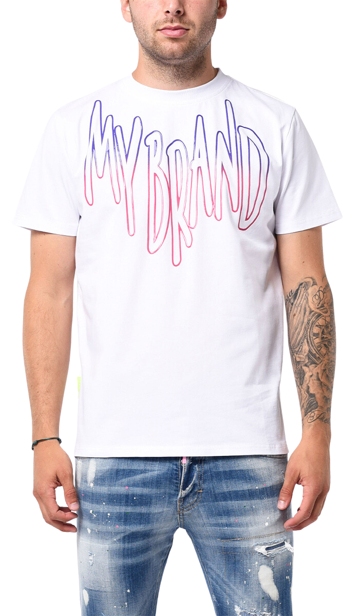 MB LOGO SKY MAGENTA GRADIENT TSHIRT | WHITE