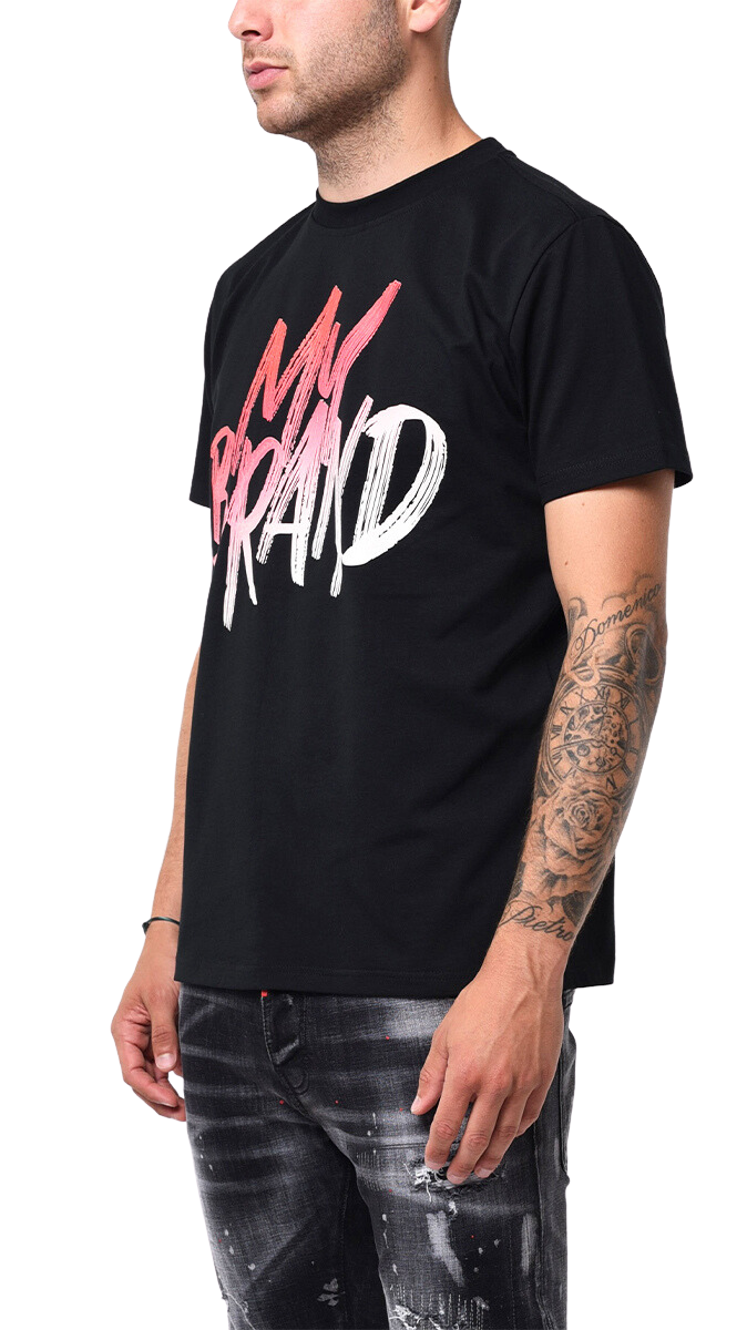 MB LOGO PAINT STROKE TRUE RED GRADIENT TSHIRT | BLACK