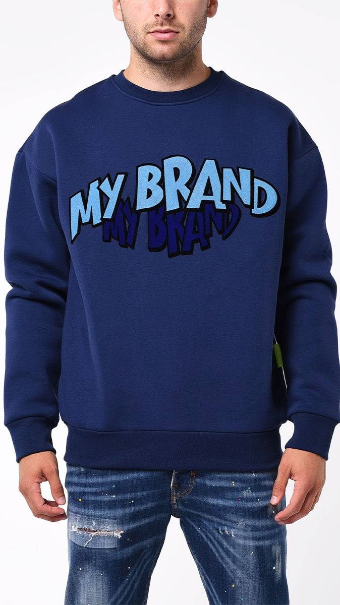 MB DOUBLE BRANDED FLOCK GRAFFITI SWEATER | NAVY