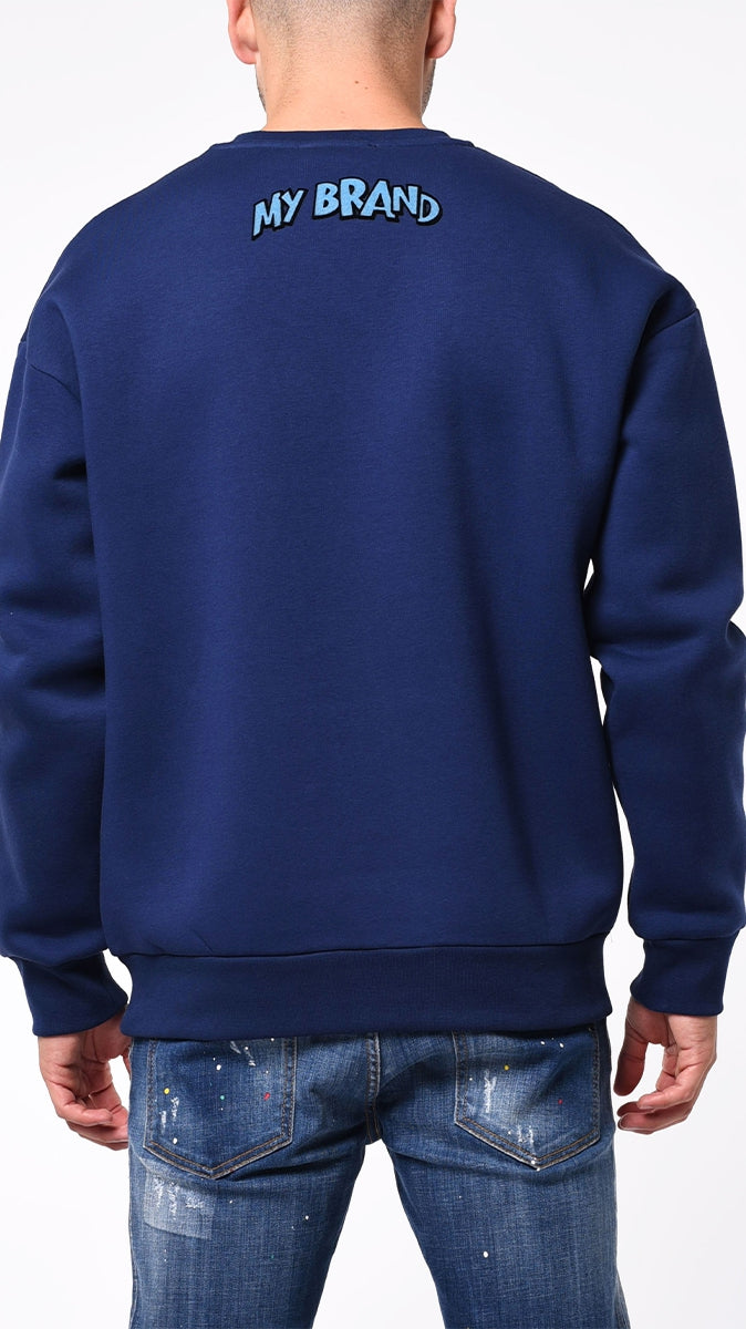 MB DOUBLE BRANDED FLOCK GRAFFITI SWEATER | NAVY