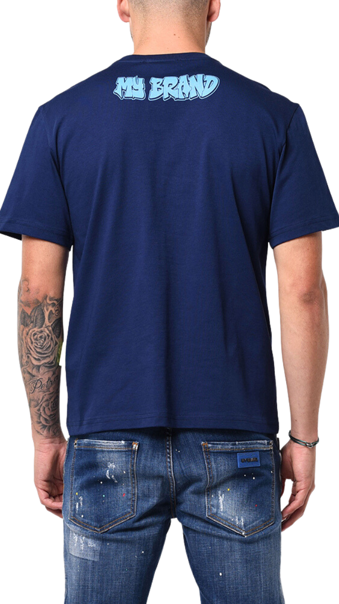 MY BRAND DOUBLE BRANDED EMBROIDERY T-SHIRT | NAVY