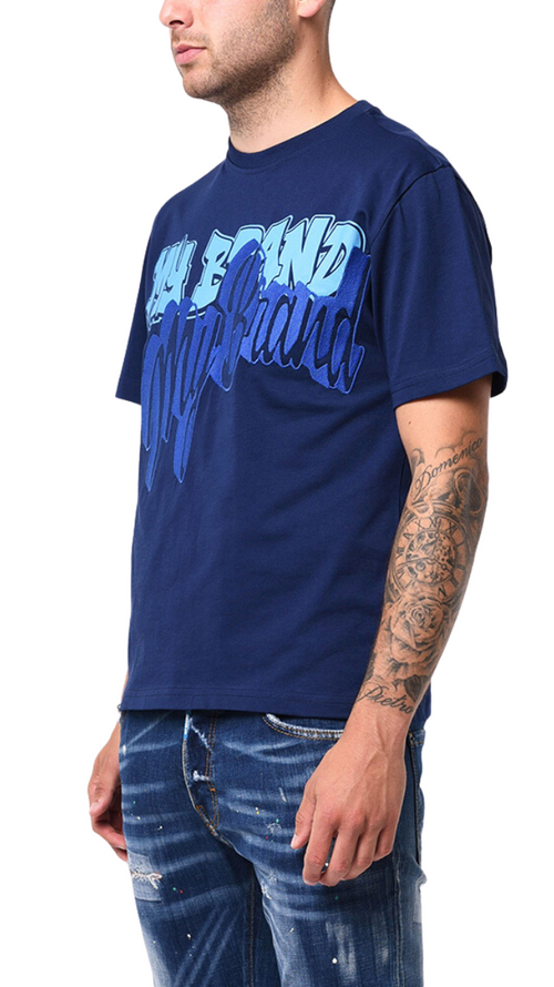 MY BRAND DOUBLE BRANDED EMBROIDERY T-SHIRT | NAVY