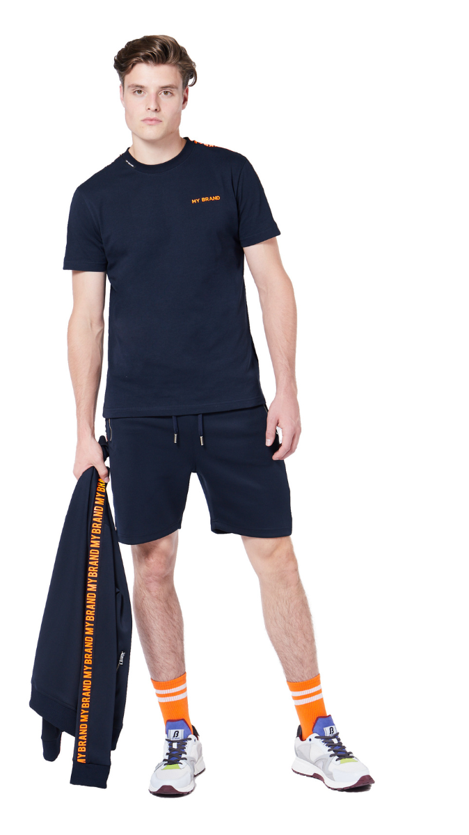 My Brand Tape T-Shirt | NAVY - ORANGE