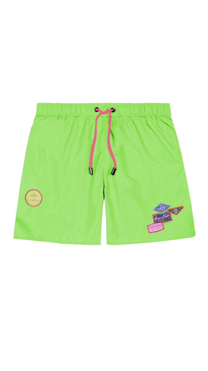 MB OLD SKOOL PATCHES SWIMSHORT | NEON GREEN