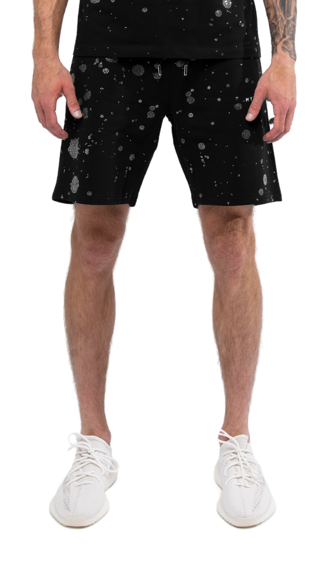 Rhinestone splash mb shorts | BLACK