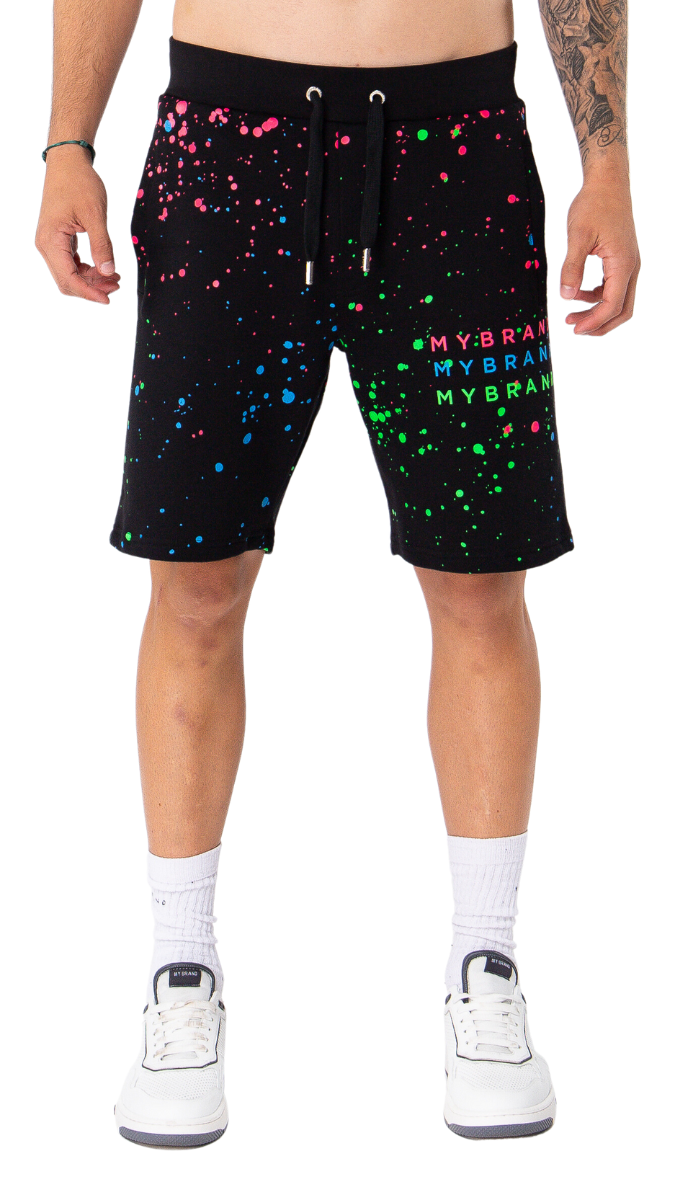 Neon Paint Splash MB Shorts Black | BLACK