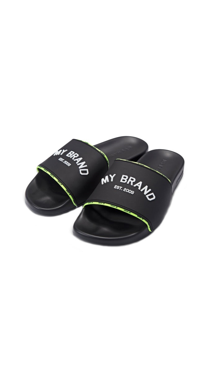 MY BRAND VARSITY SLIPPERS | BLACK