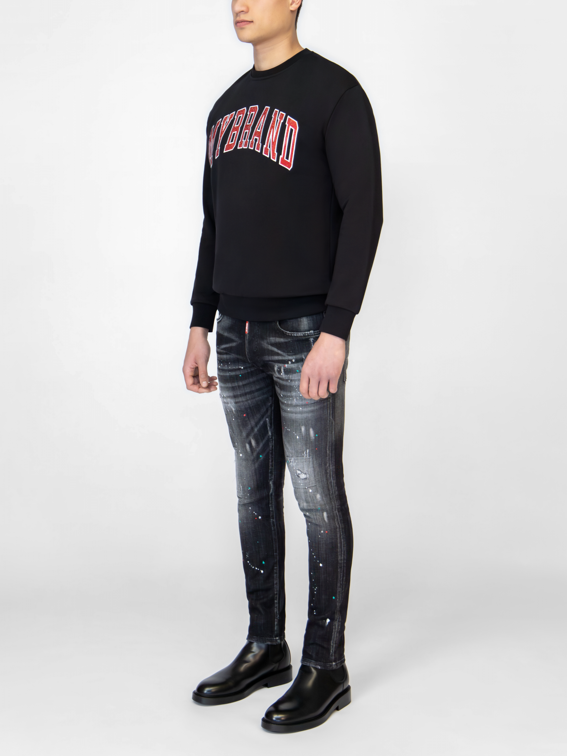 MYBRAND STRASS VARSITY RED COLLEGE SWEATER | BLACK