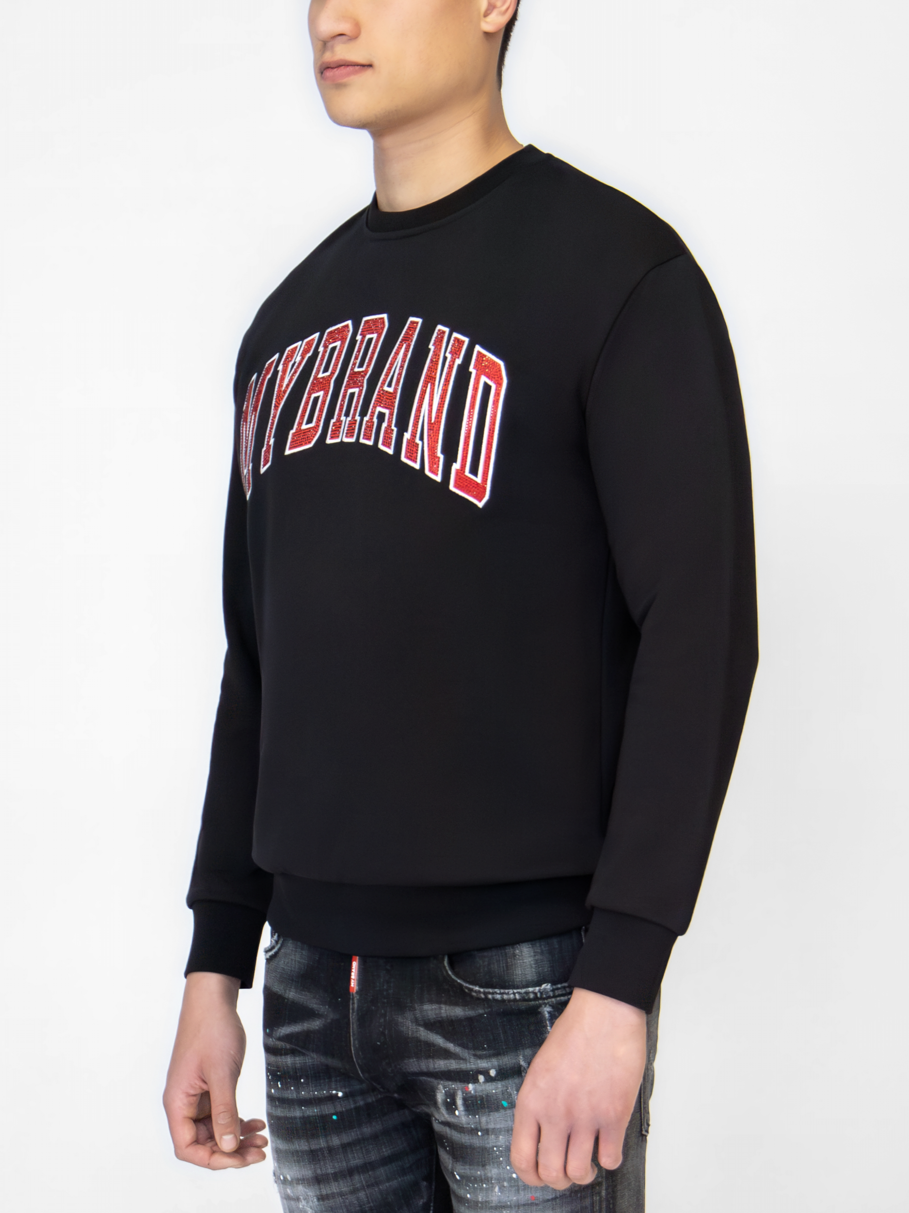 MYBRAND STRASS VARSITY RED COLLEGE SWEATER | BLACK