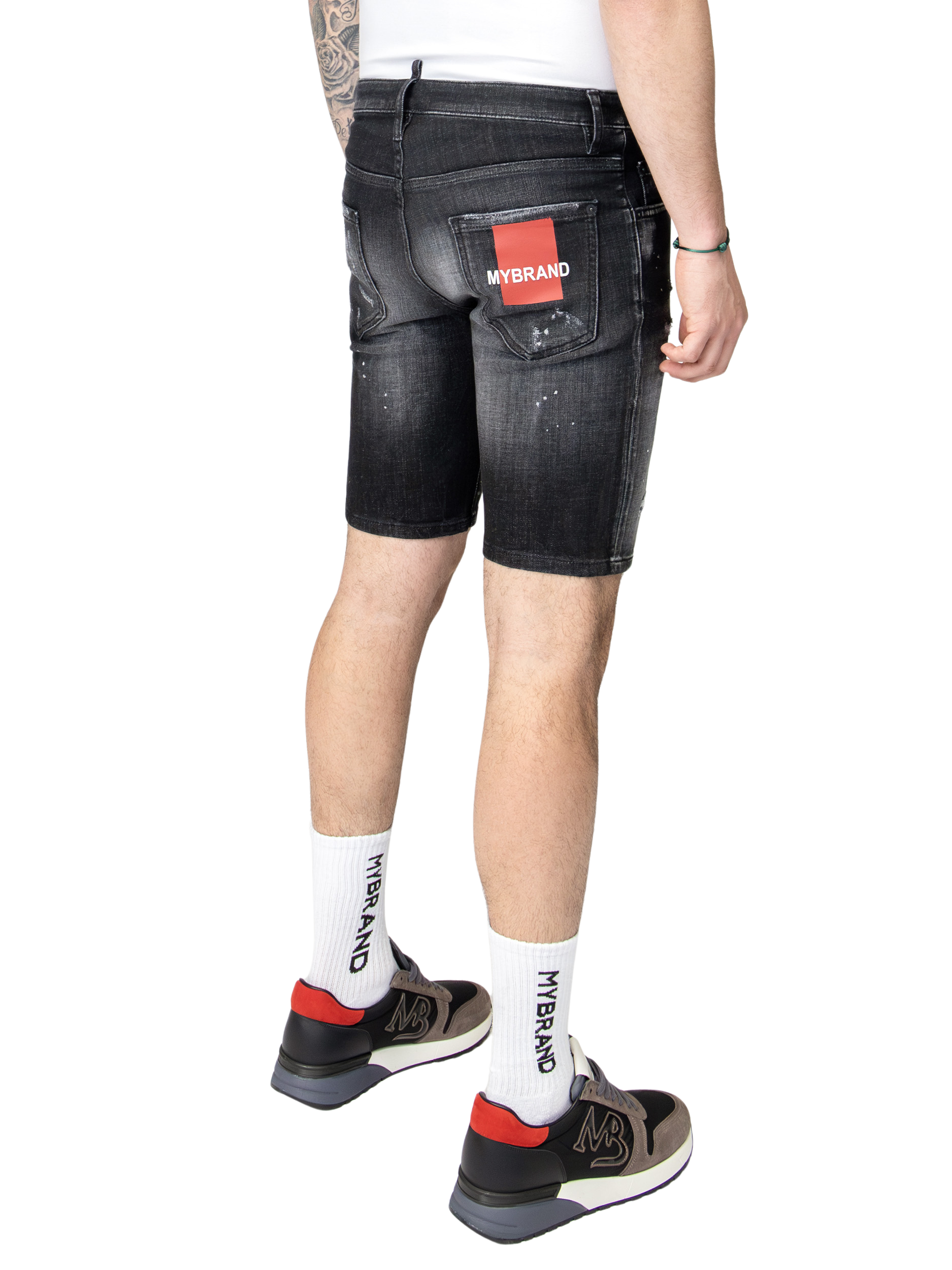 MYBRAND RED PAINT SHORT JEANS | BLACKJEANS