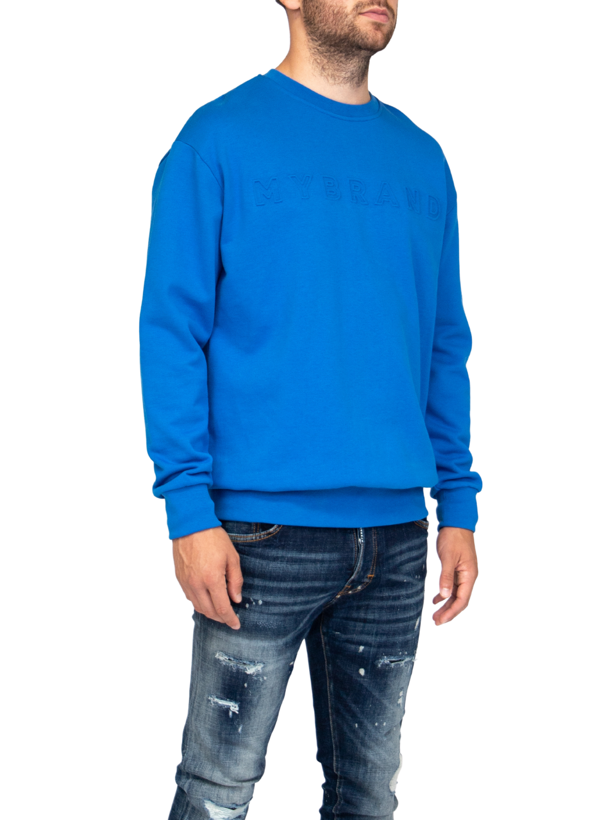 MYBRAND Embosed Statement Sweater | BLUE