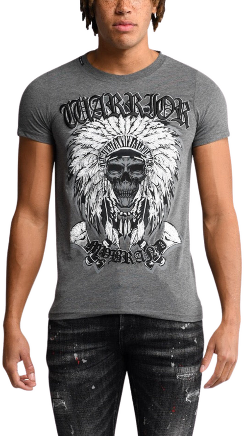 Warrior Indian Skull T-Shirt Grey