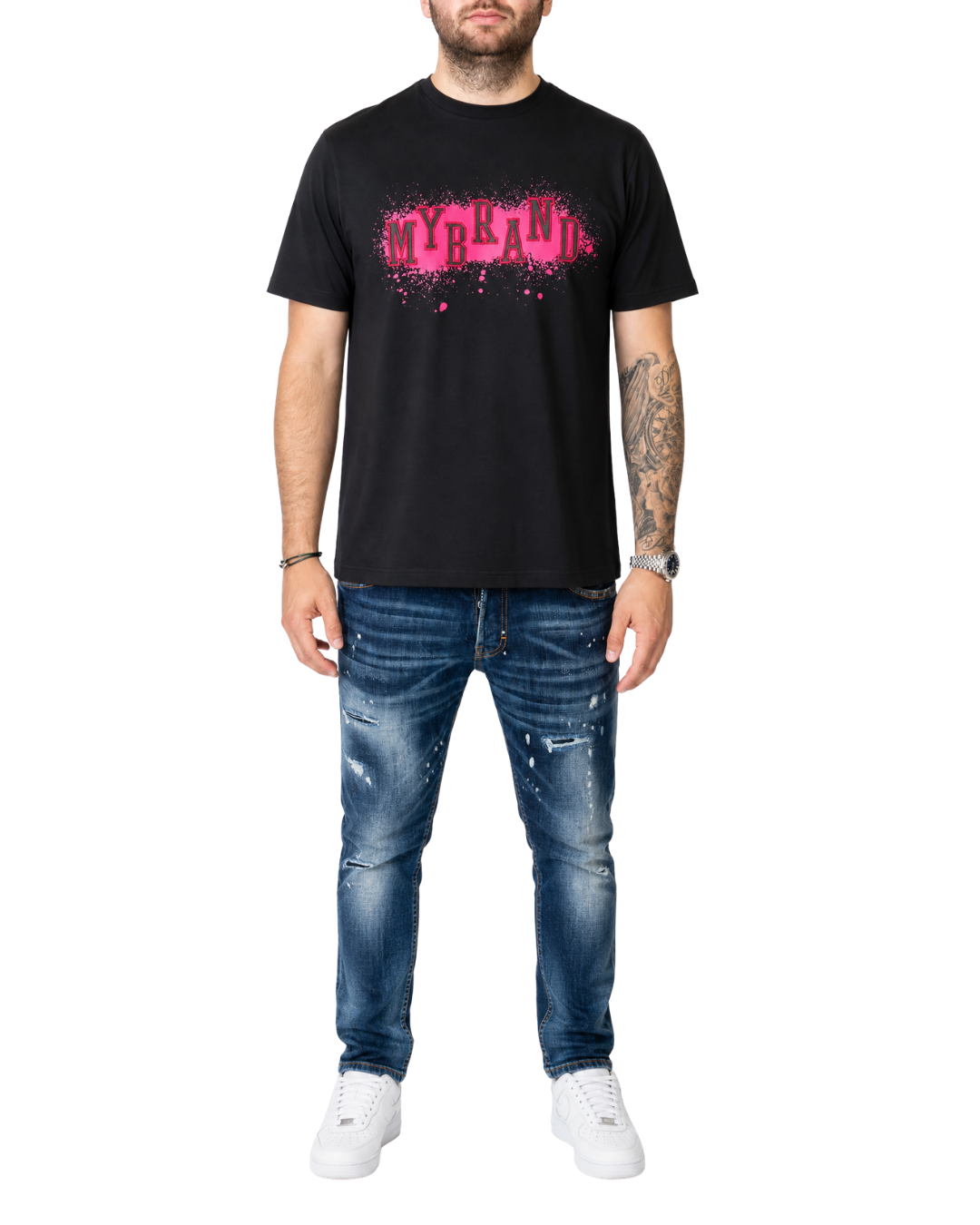 MY BRAND SPLASH EMBROIDERY T-SHIRT | BLACK