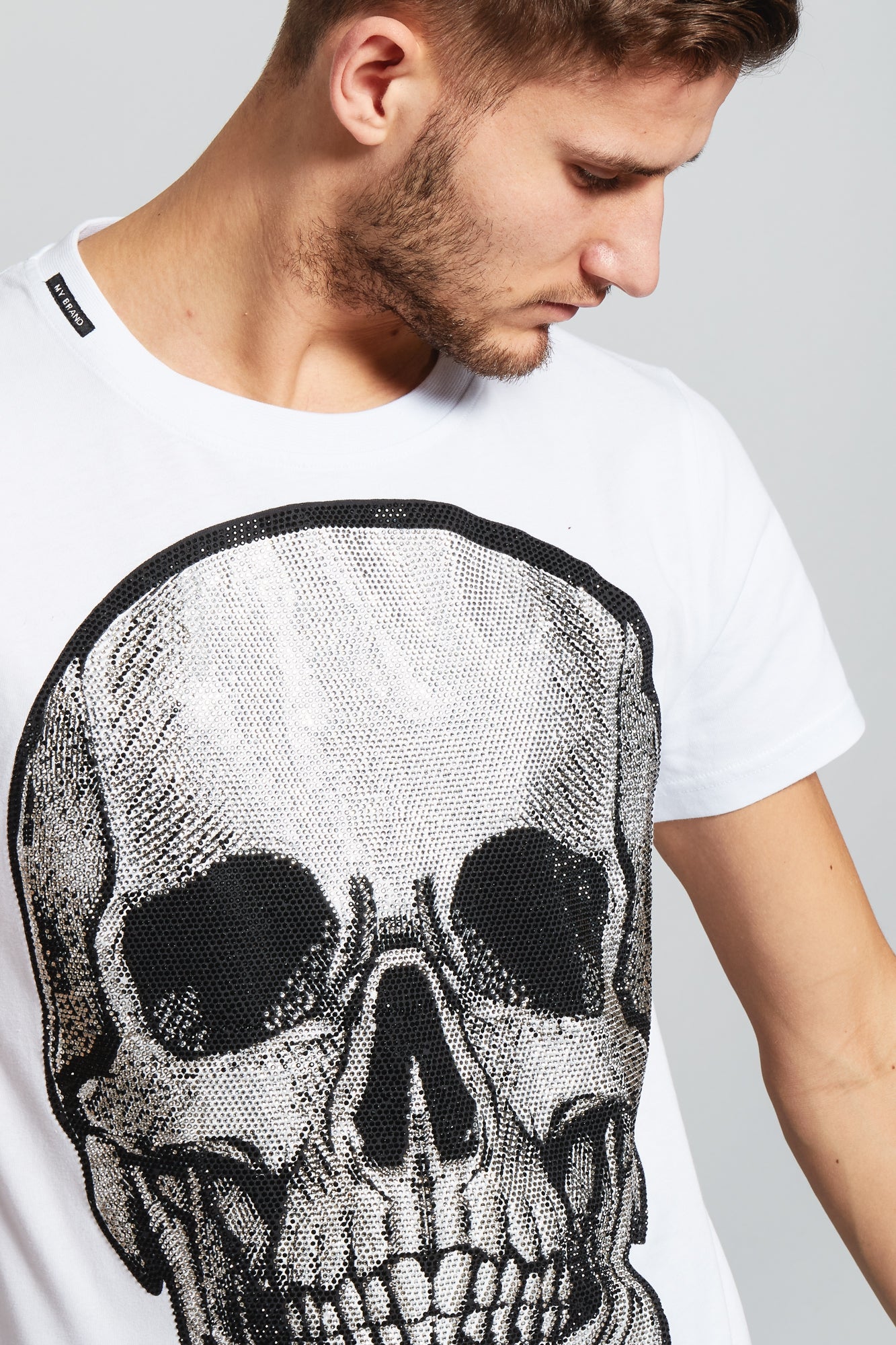 White Skull T-Shirt Navy | WHITE
