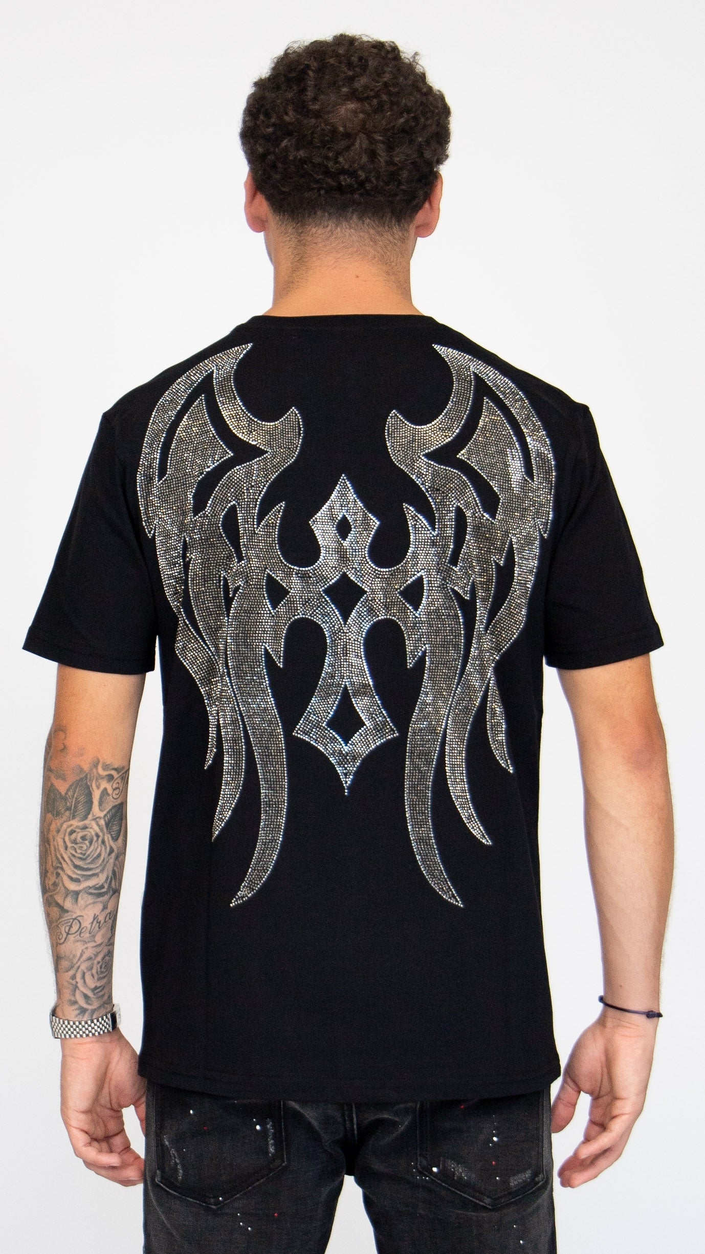 MYBRAND Winged Emblem Sparkle Tee Black | BLACK