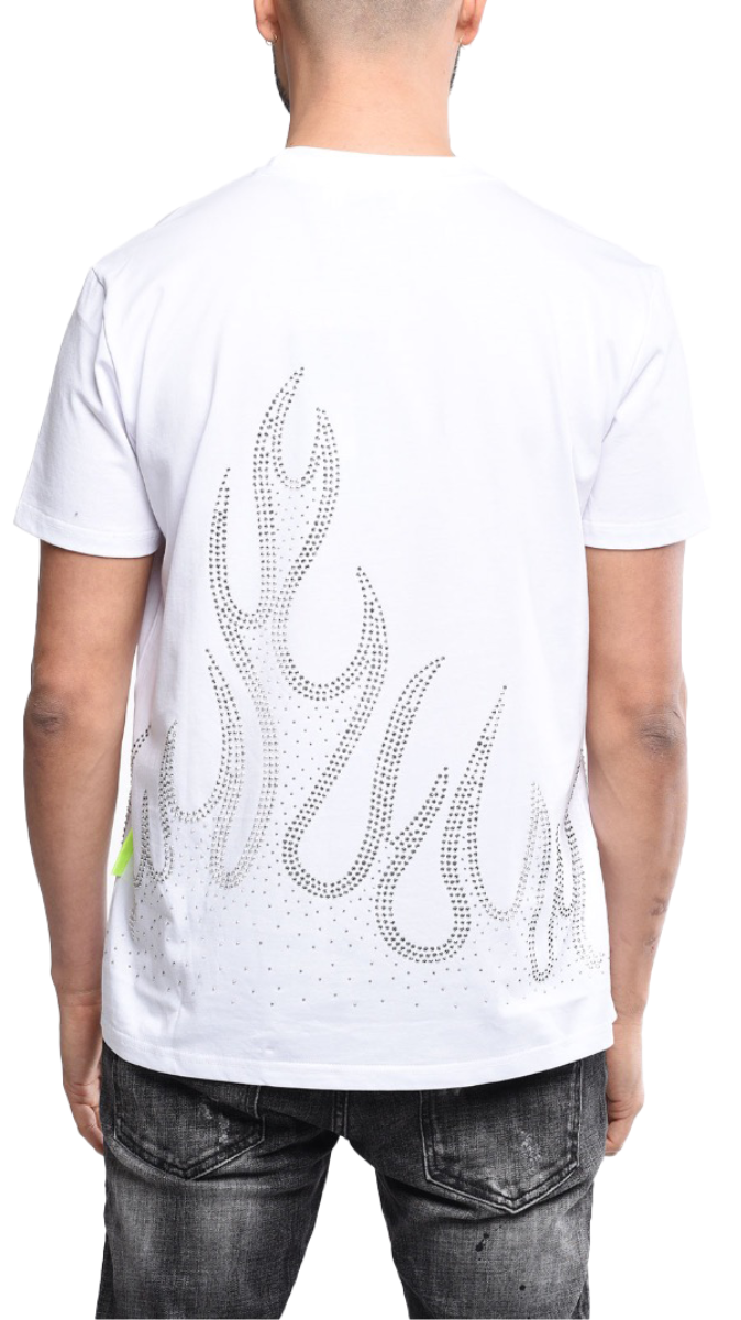 White T Shirt With Flames