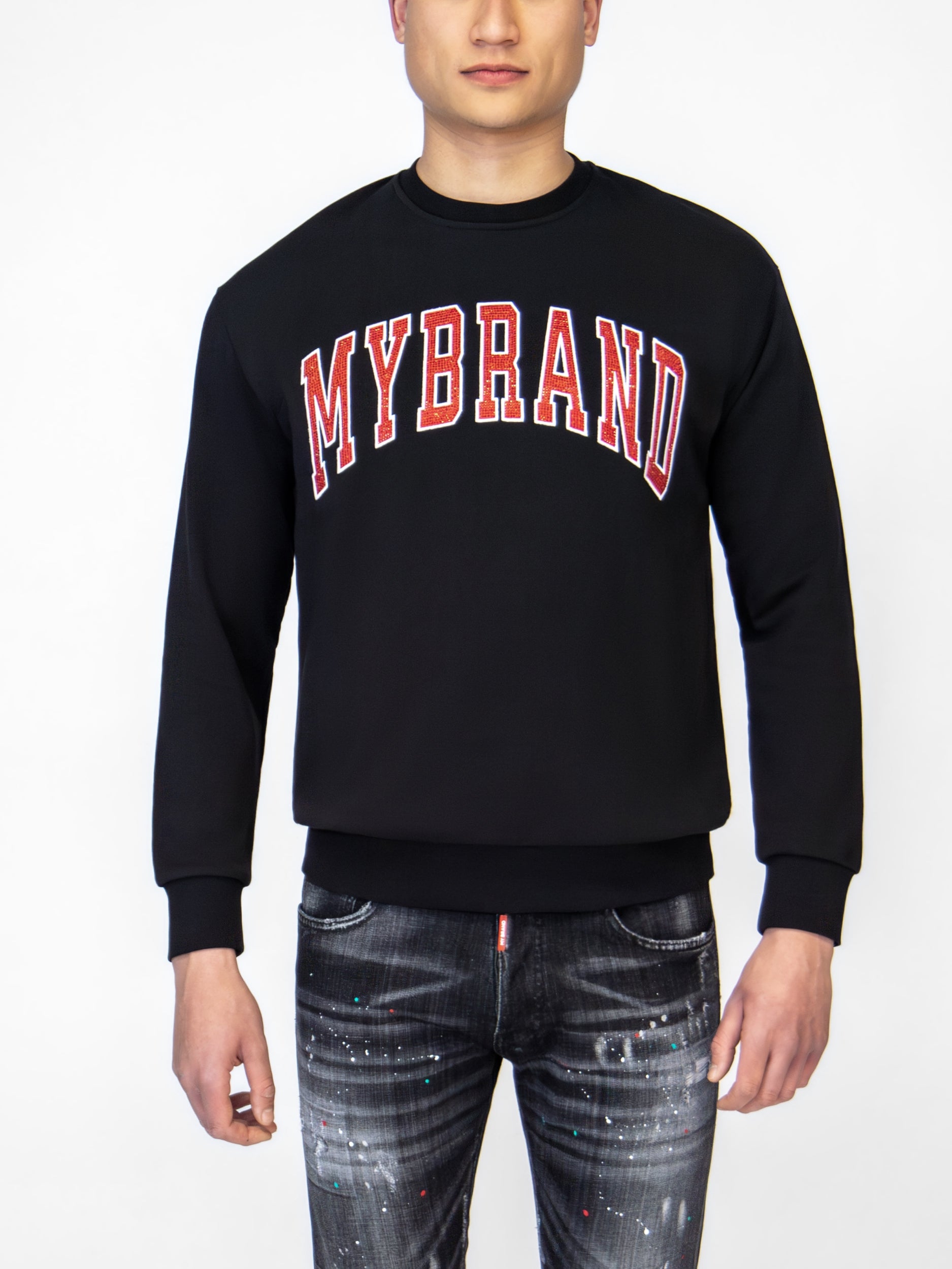 MYBRAND STRASS VARSITY RED COLLEGE SWEATER | BLACK