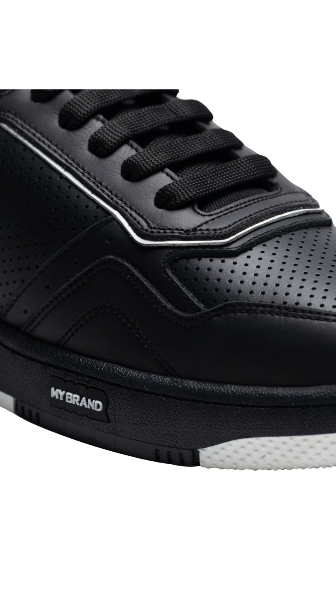 Leather black tennis online shoes