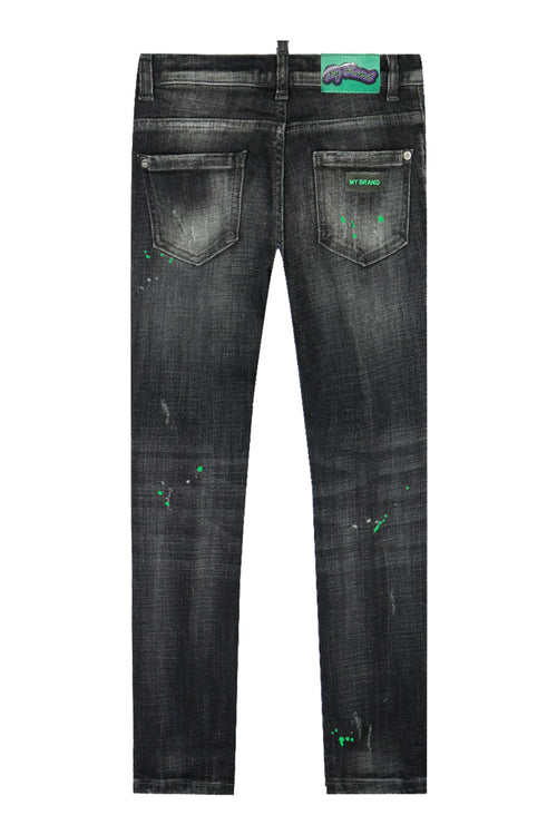 Black Distressed Green My Jeans | BLACKJEANS