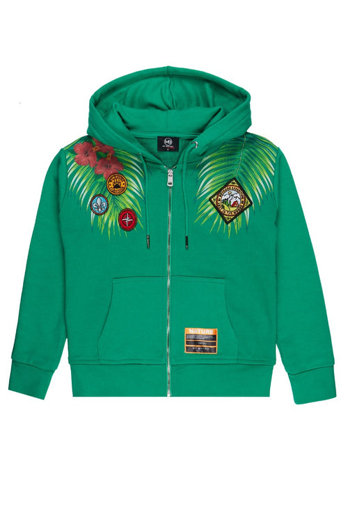 TROPICAL ZIPPER HOODIE | GREEN