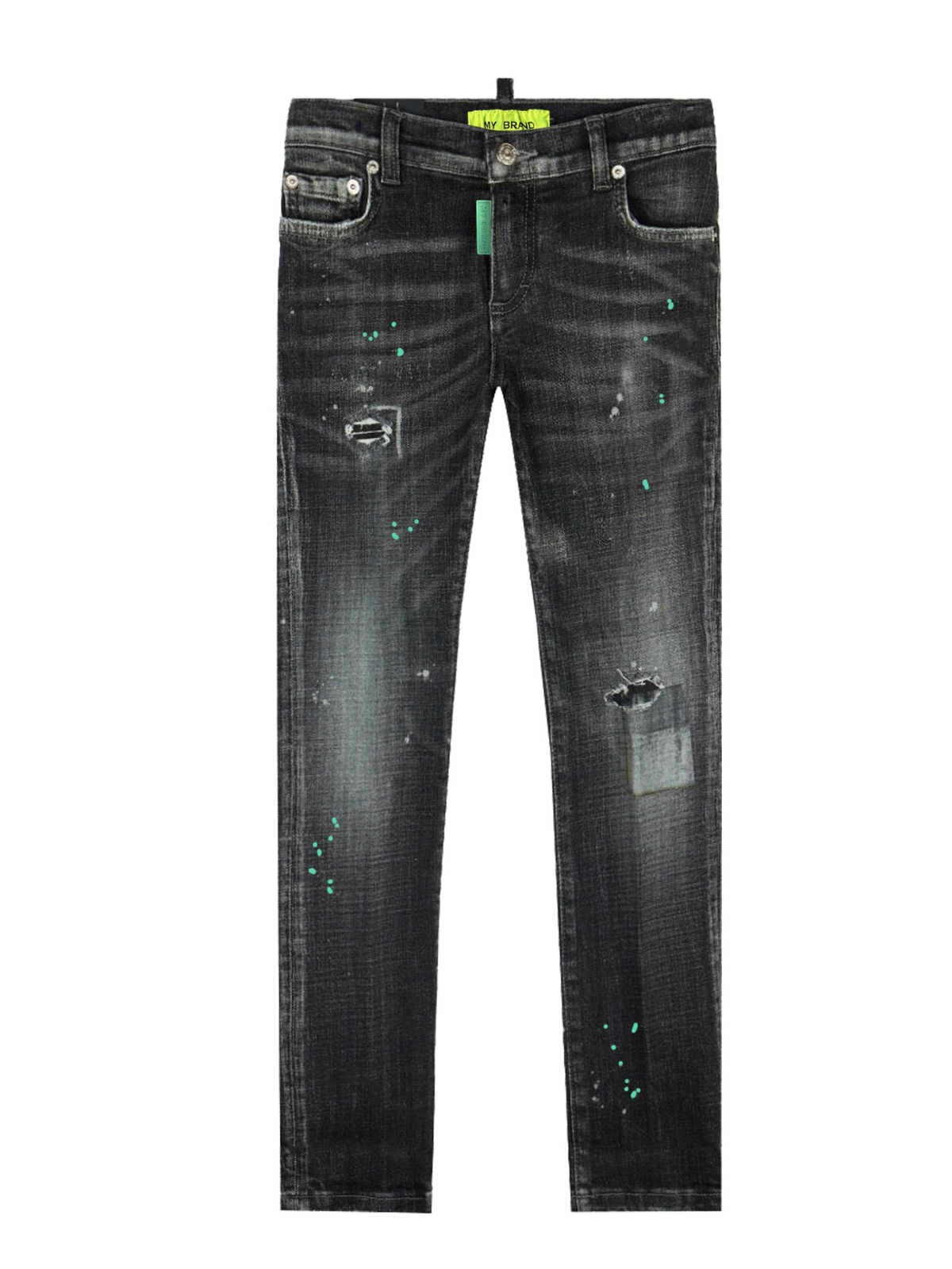 BLACK DISTRESSED NEON GRE | BLACKJEANS