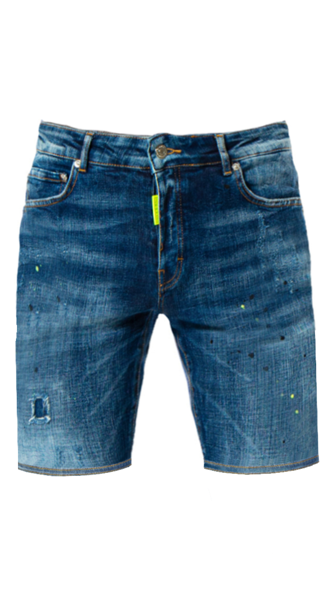 PANTALÓN CORTO DESGASTADO AZUL NEO | DENIM