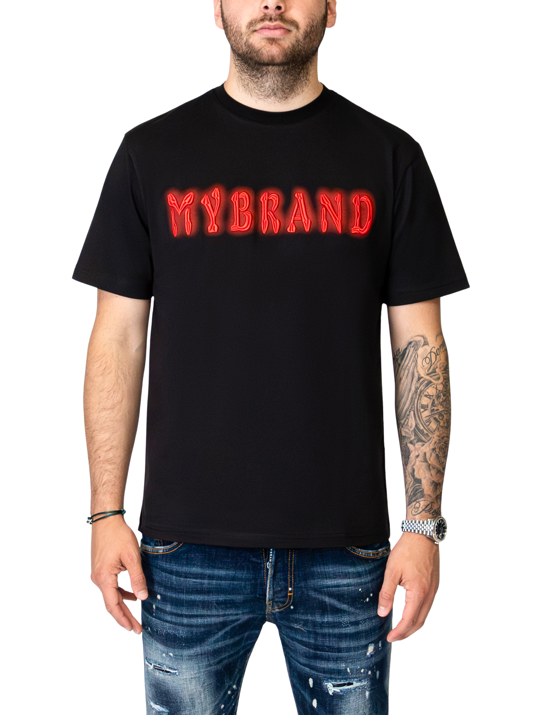MY BRAND SKELETED EMBROIDERY T-SHIRT | BLACK