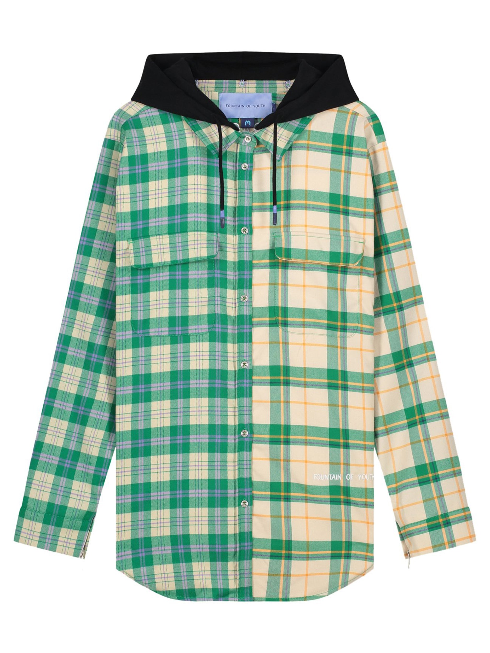 FOY CHECK 50/50 SHIRT HOODIE | GREEN